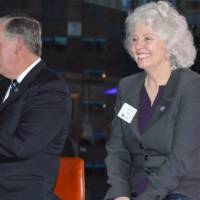 T.Haas and Marcia Haas speak at the Chicago Alumni Reception